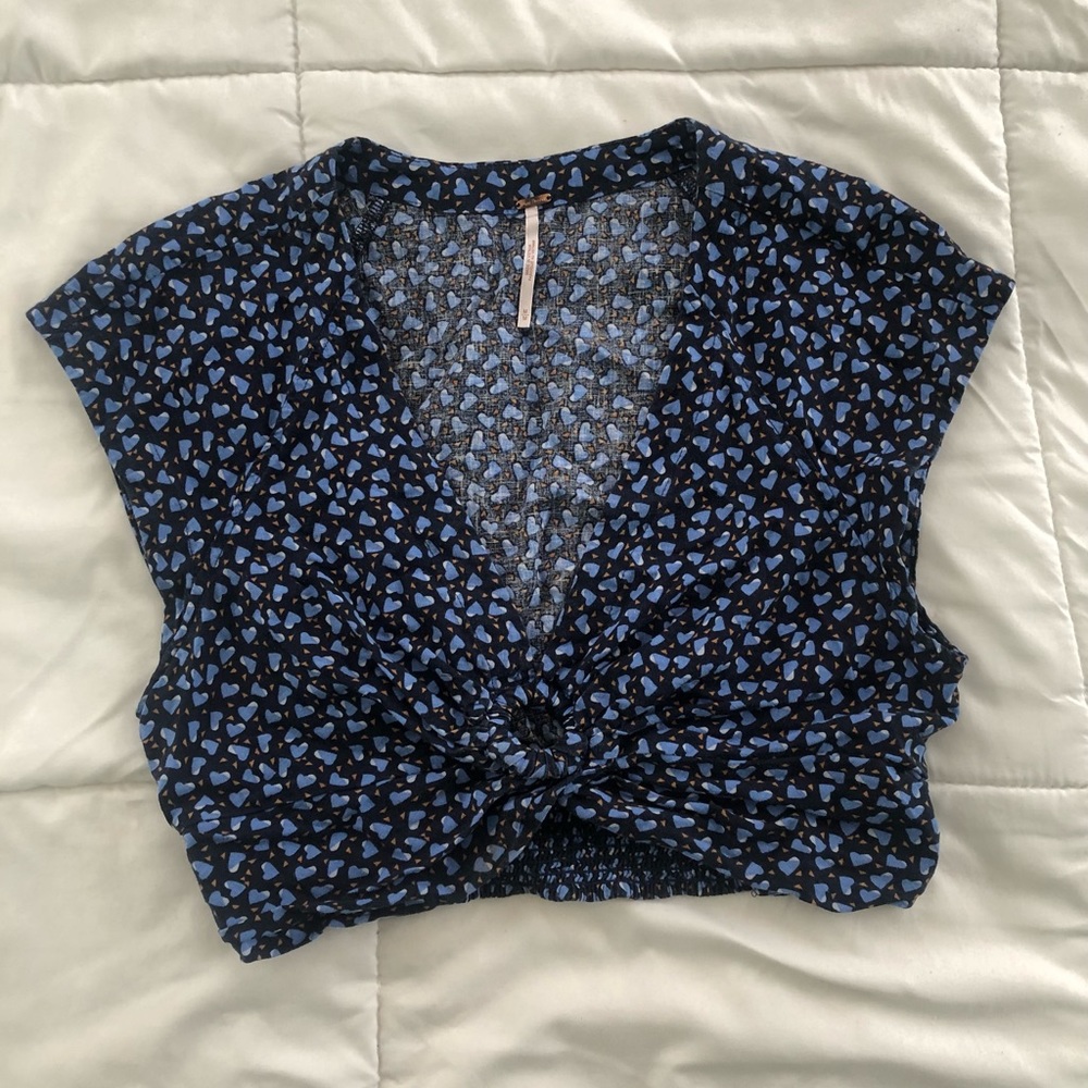 Free People Blue Heart Crop Top